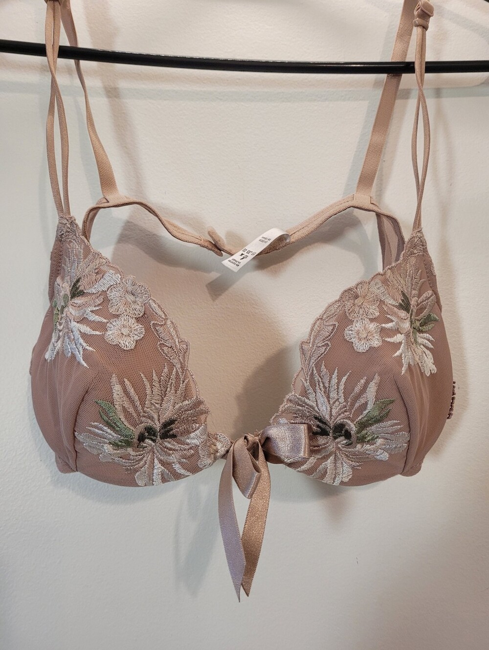 La SENZA Vintage Dusty Rose Embroidered Floral Bow Underwired Bra - 36A